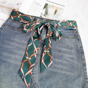 Ceinture Foulard Femme Pantalon Robe Vert À Motifs