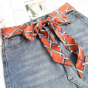 Ceinture Foulard Pantalon Femme Robe Rouge Corail À Motifs