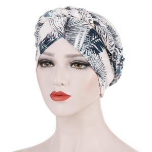 Foulard Cheveux Turban Femme Mode Chimio Blanc Crème À Motifs