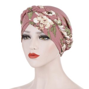 Foulard Cheveux Turban Moderne Chimio Femme Rose À Motifs