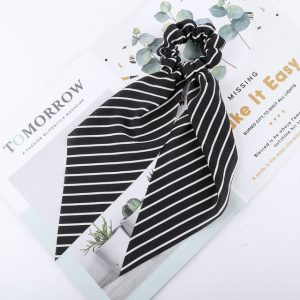 Chouchou Foulard Noir À Rayures