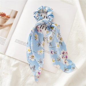 Chouchou Foulard Bleu Printanier