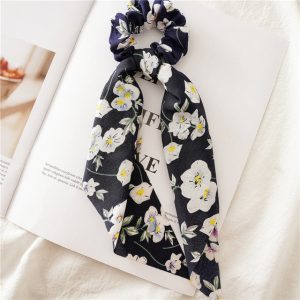Chouchou Foulard Noir Printanier