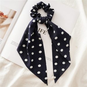 Chouchou Foulard Bleu Marine À Pois