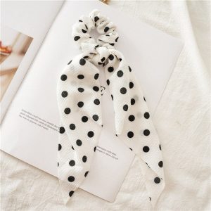 Chouchou Foulard Blanc À Pois