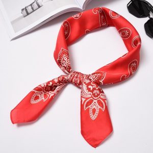 Foulard Cheveux Femme Carré Chimio Rouge Bohème À Motifs