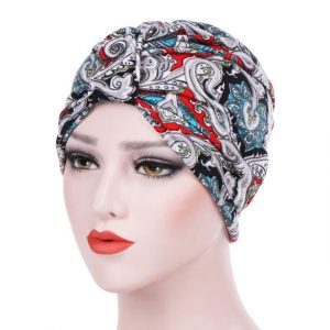 Foulard Félicienne Bonnet Femme Cheveux Gris À Motifs