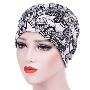 Foulard Baptistine Cheveux Femme Bonnet Chimio Noir & Blanc