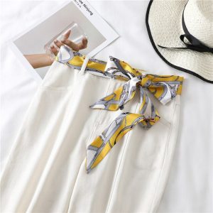 Ceinture Foulard Alexandrine Femme Pantalon Robe Jaune À Motifs