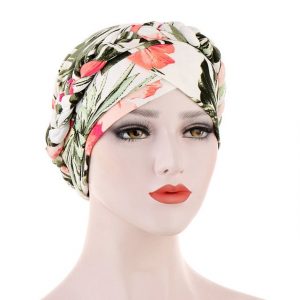 Foulard Turban Sonia Chimio Moderne Blanc À Motifs Floral