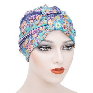 Foulard Léane Cheveux Femme Bonnet Chimio Turquoise & Violet