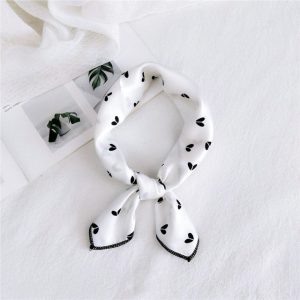 Foulard Femme Carré Blanc À Motifs Noir Papillons