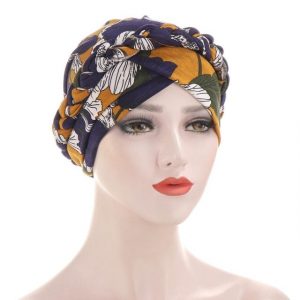 Foulard Turban Femme Moderne Chimio Violet Orange À Motifs