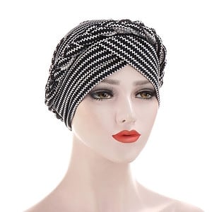 Foulard Arlette Cheveux Turban Moderne Chimio Noir Blanc