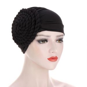 Foulard Cheveux Bonnet Femme Chimio Noir Uni