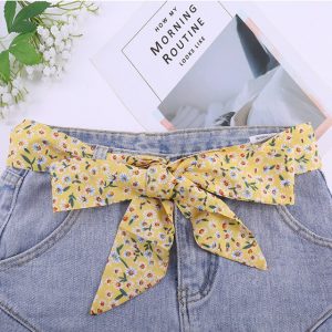 Ceinture Foulard Femme Pantalon Robe Jaune À Motifs