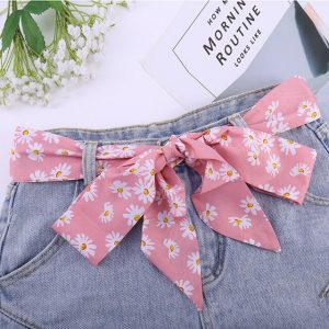 Ceinture Foulard Pantalon Femme Robe Rose À Motifs