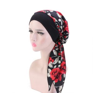 Foulard Alexandra Long Chimio Noir - Roses Rouges