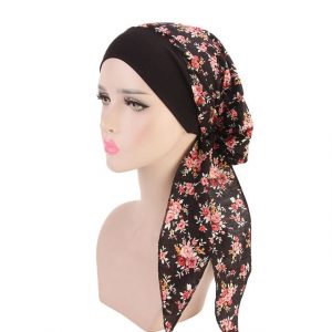Foulard Laetitia Long Chimio Noir - Fleuri