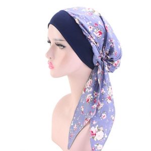 Foulard Marion Long Chimio Violet - Fleuri