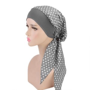 Foulard Lili Long Chimio Gris Vert - À Pois