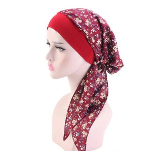 Foulard Adèle Cheveux Femme Mode Chimio Rouge À Motifs