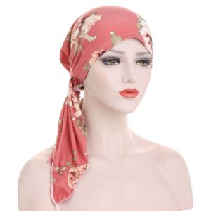Foulard Aloïse Femme Moderne Cheveux Chimio Rose À Motifs