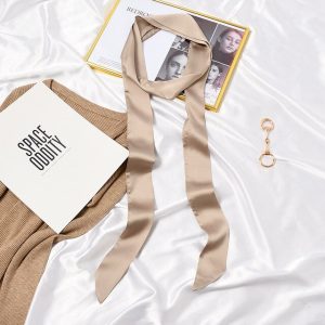 Foulard Ceinture Pantalon Femme Robe Beige Uni