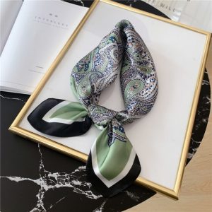 Foulard Oralie Cheveux Carré Femme Vert À Motifs