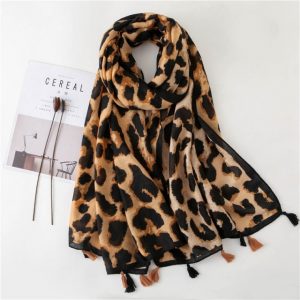 Foulard Pour Femme 180 Beige - Ingeborg Léopard