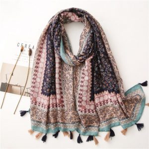 Foulard Pour Femme 180 Bleu - Carina Bohème