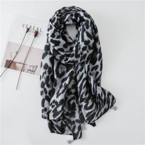 Foulard Pour Femme 180 Noir - Ingeborg Léopard