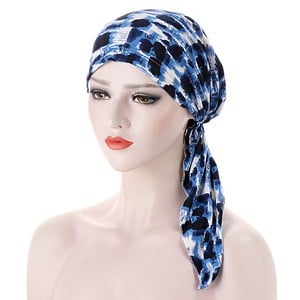 Foulard Inaya Cheveux Femme Mode Chimio Bleu À Motifs