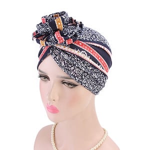 Foulard Turban Chimio Bleu - Eulalie