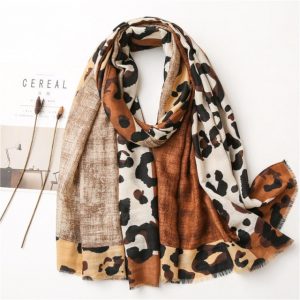 Foulard Pour Femme 180 Marron - Dahlia Léopard