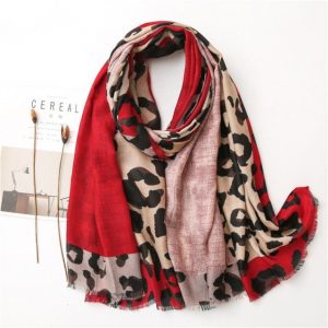 Foulard Pour Femme 180 Rouge - Dahlia Léopard