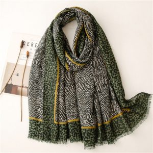 Foulard Pour Femme 180 Vert - Venla Léopard