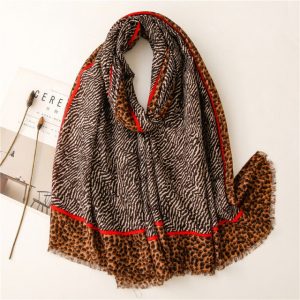 Foulard Pour Femme 180 Rouge - Venla Léopard