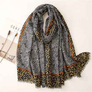 Foulard Pour Femme 180 Jaune - Venla Léopard