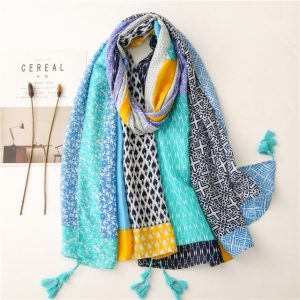 Foulard Pour Femme 180 Bleu - Daliane Bohème