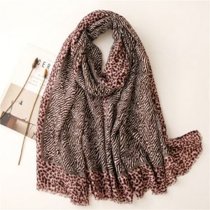 Foulard Pour Femme 180 Rose - Venla Léopard