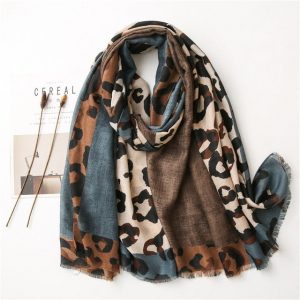 Foulard Pour Femme 180 Bleu - Dahlia Léopard