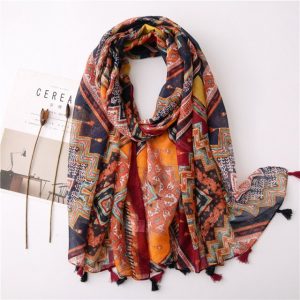 Foulard Pour Femme 180 Orange - Sunniva Bohème