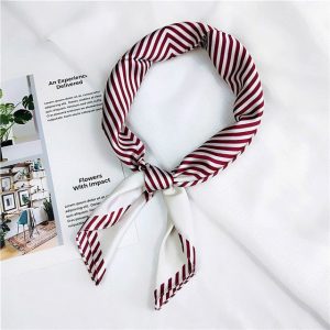 Foulard Pour Cheveux 70 - Rayures Bordeaux