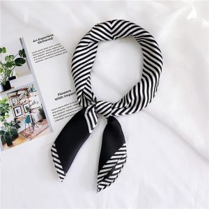 Foulard Pour Cheveux 70 - Rayures Noires