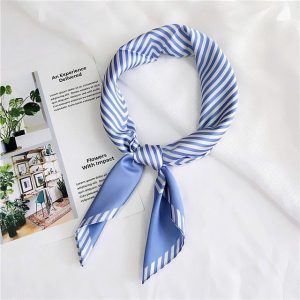 Foulard Pour Cheveux 70 - Rayures Bleues
