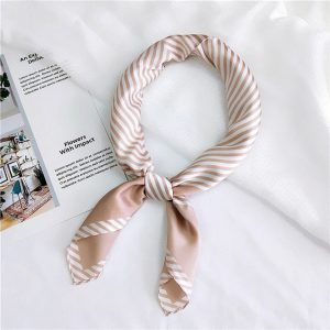 Foulard Pour Cheveux 70 - Rayures Beiges