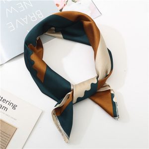 Foulard Femme Homme Carré Marron Vert Blanc Crème