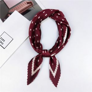 Foulard Pour Cheveux Plissé - Bordeaux À Pois