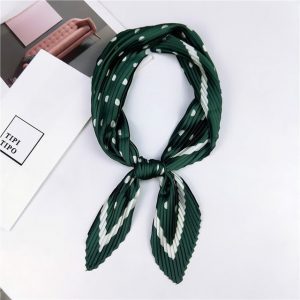 Foulard Plissé Pour Cheveux Vert À Pois